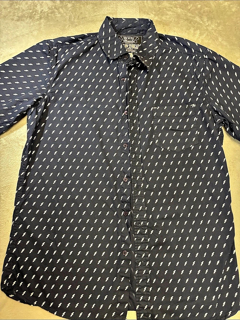 Broken Threads Raw Quality Denim Goods shirt Men's Lightning Bolt Shirt Large
